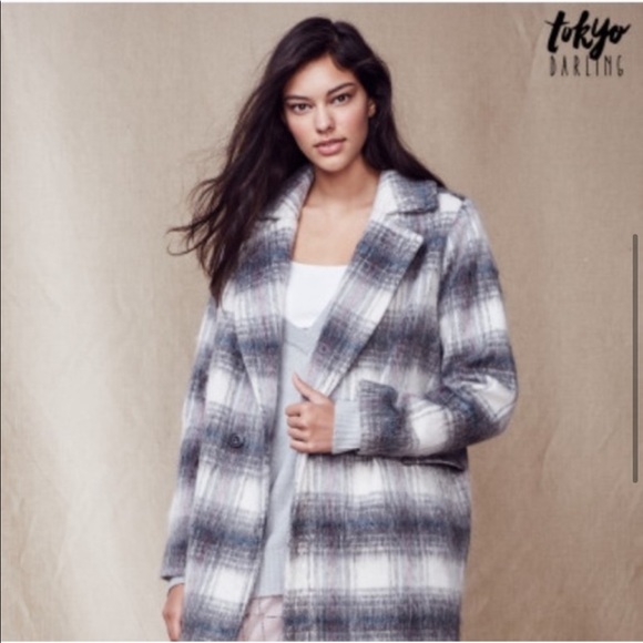 SOLD | Tokyo Darling | Oversized Fuzzy Plaid Coat - Picture 5 of 16